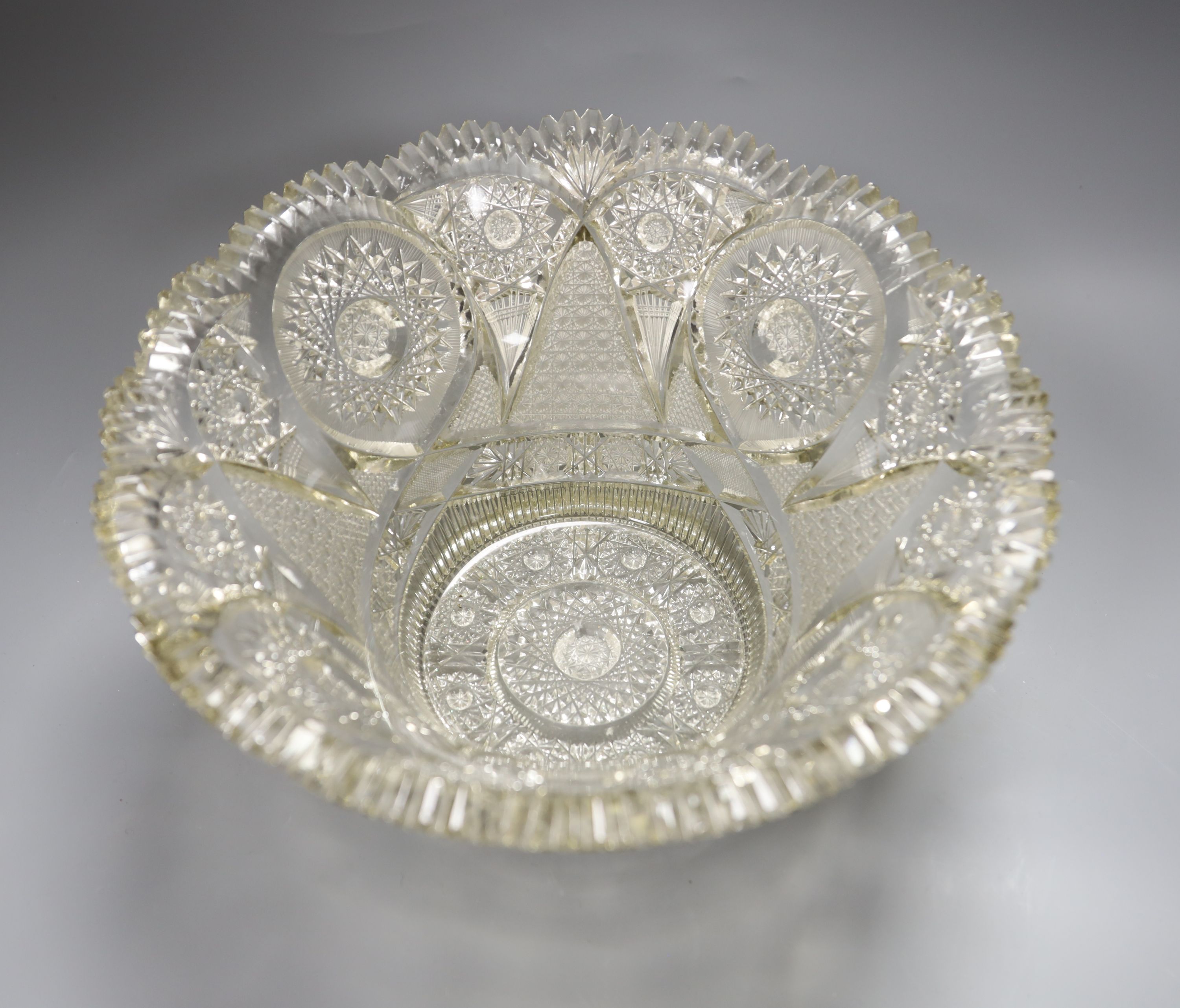 A heavy cut glass bowl, diameter 29cm